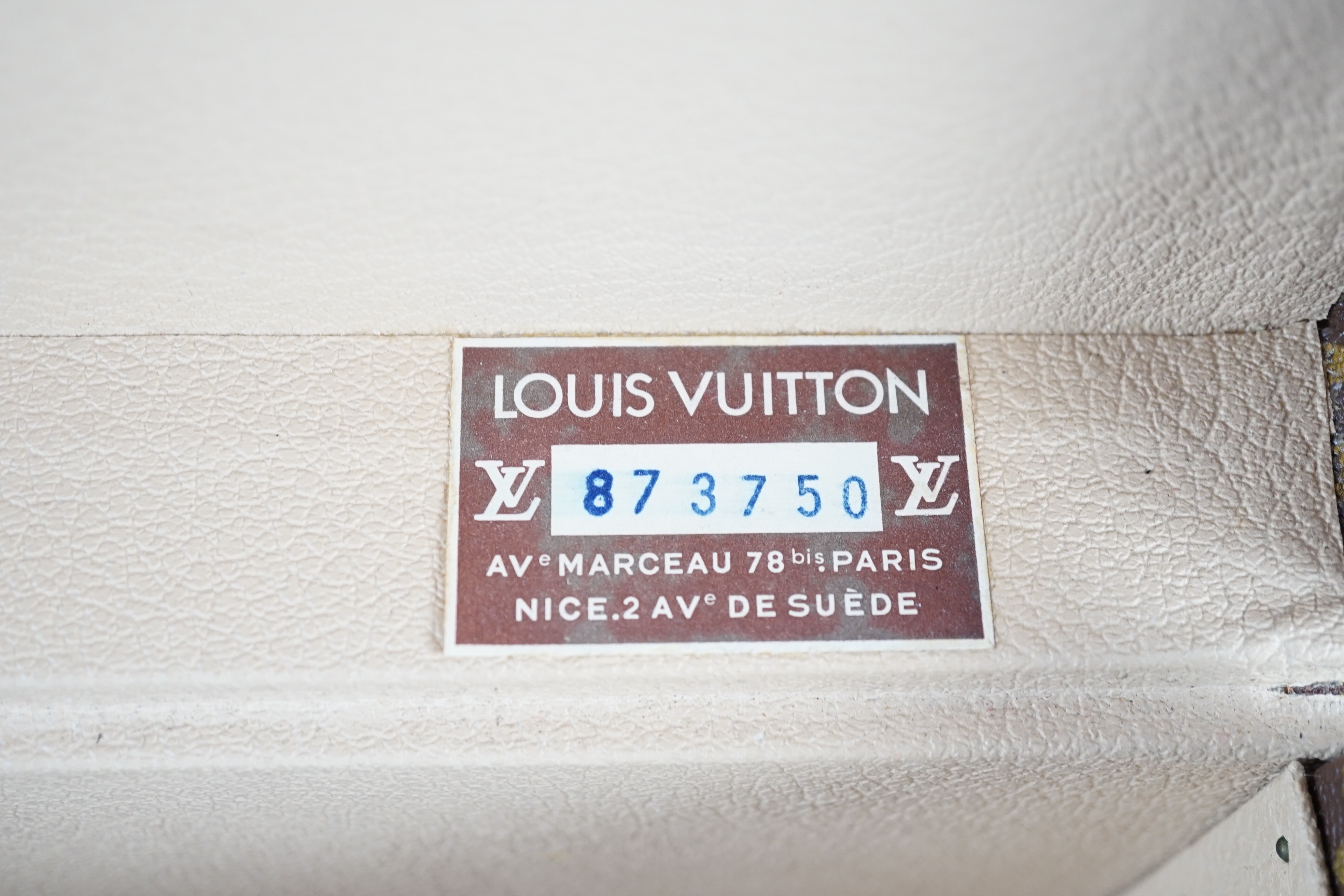 A Louis Vuitton train case, no.873750 Width 41cm. Depth 18cm. Height 24cm.